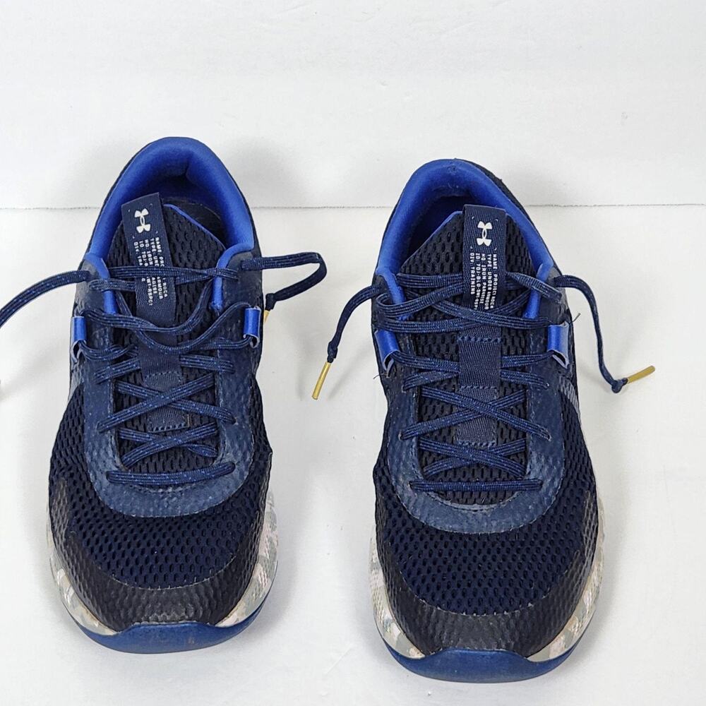 Under Armour Project Rock BSR 2 Marble Mens 9.5 Blue Camo Sneakers 3025767-400